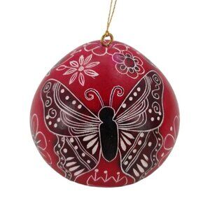 Lucuma Designs Butterfly Gourd Ornament Handcrafted By Artist in Peru with Box